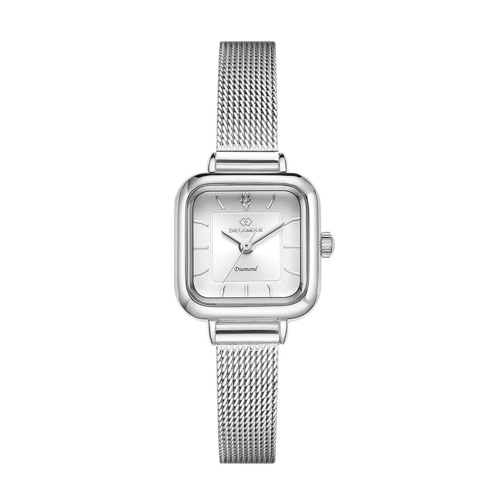 디유아모르 DAW6202MS-SW 여성 메탈 시계 메쉬 다이아몬드 특이한 손목 쿼츠 명품